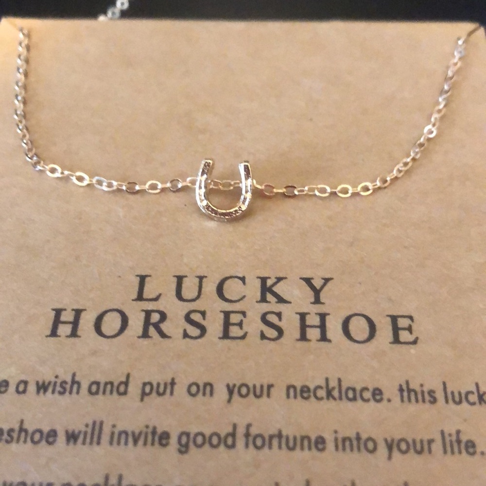 15” Lucky HorseshoeGold Tone Necklace